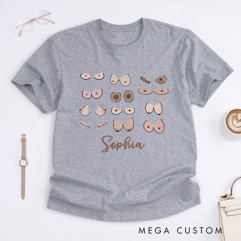 Personalized Breast Boob T-Shirt Inspirational Gift for Women Who Have Triumphed Over Cancer