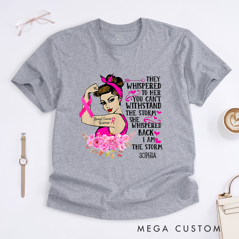 Personalized Breast Cancer Warrior Shirts Pink Power A Brave Declaration In October We Wear Pink Woman Day Tee