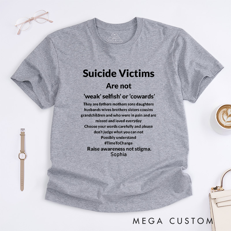 Personalized Suicide Victims T-shirt Focus on Mental Health Suicide Prevention Awareness Gift