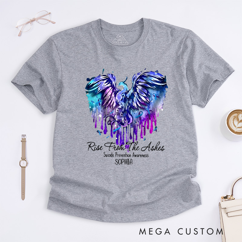 Personalized Rise From The Ashes Suicide Prevention Awareness T-shirt Mental Health Gift