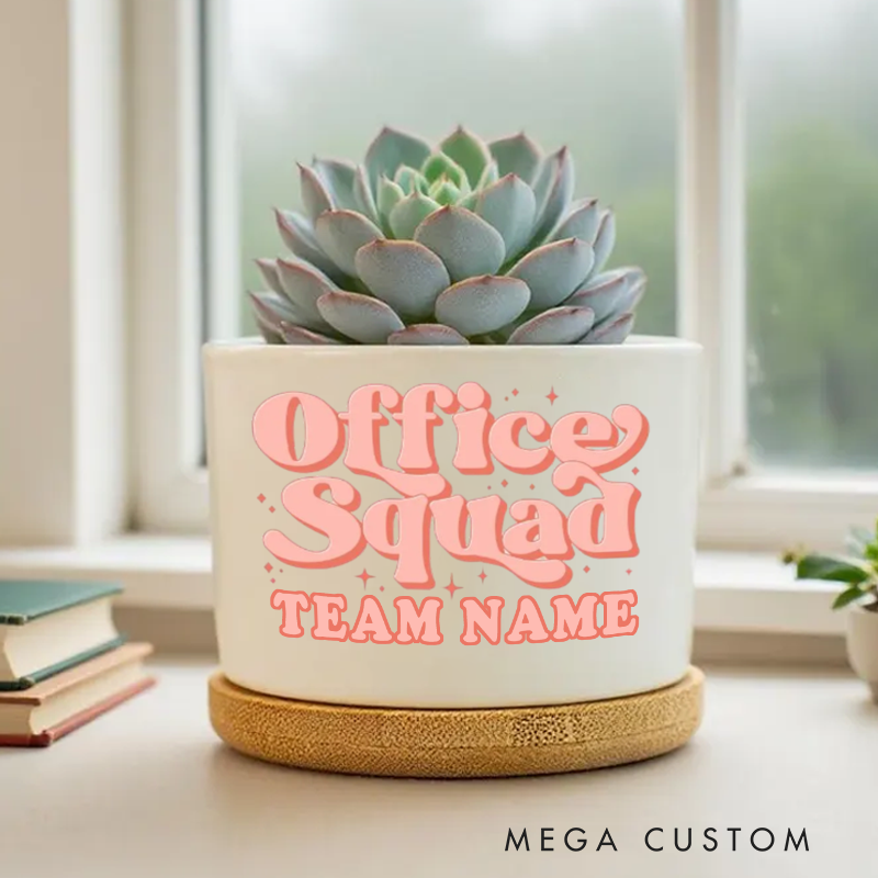 Personalized Office Squad Planter with Retro Inspired Design Gift for Office Worker Coworker