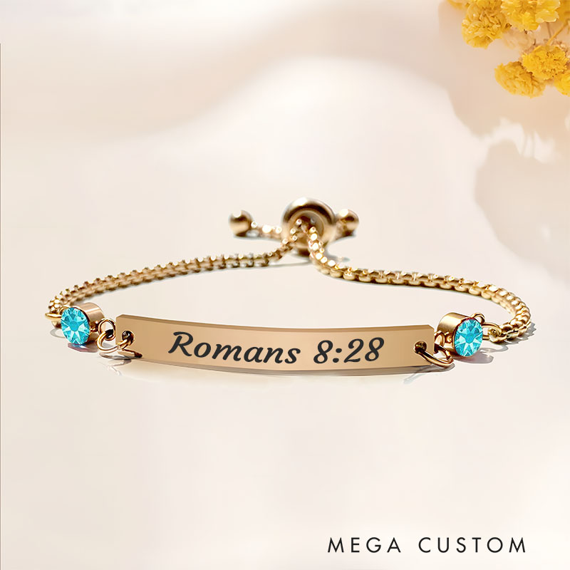Personalized Bible Verse Bracelet with Birthstone Religious Christian Bracelet Jewelry for Women Birthday Gift Christian Baptism Gift for Her