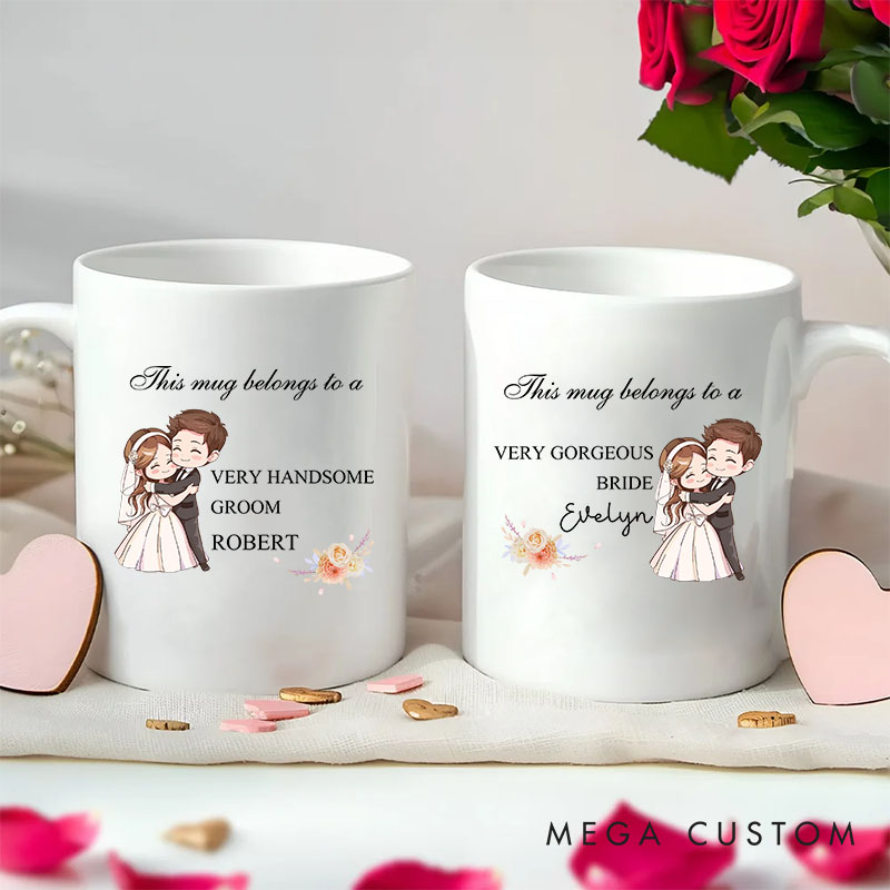 Personalized Groom Bride Mug Couple Wedding Party Cup Anniversary Coffee Mug for Her Him