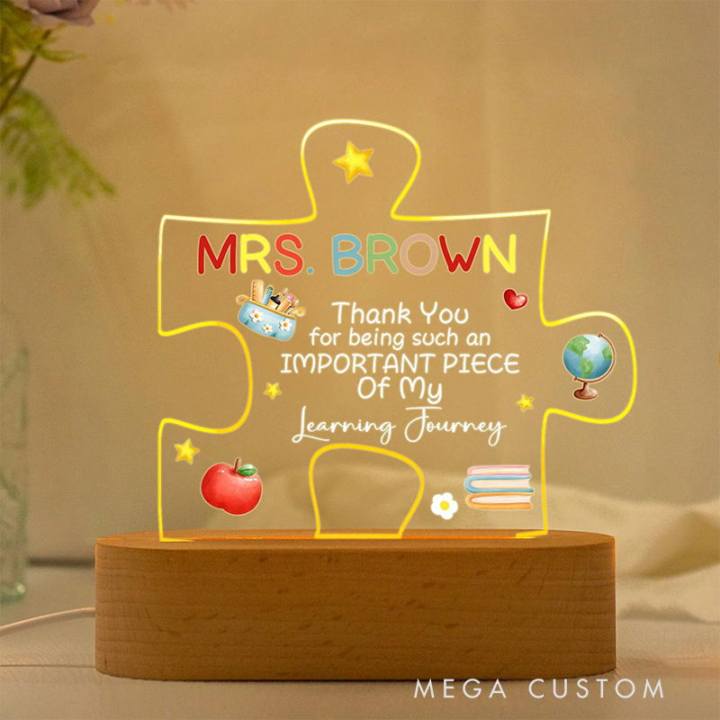 Personalized Teacher LED Desk Lamp with Puzzle Design Unique Gift for Teachers