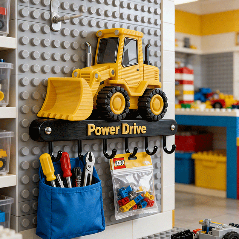 Personalized Excavator Key Holder Custom Text Wall Hooks Interesting and Unique Gift