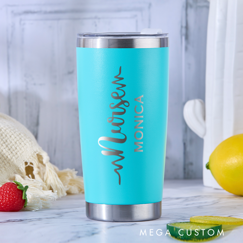 Personalized Tumbler for Nurse Stainless Steel Tumbler 20oz Vacation Tumbler Laser Engraved Tumbler Gifts 