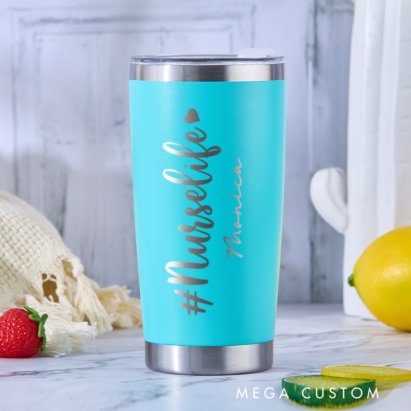 Personalized Tumbler for Nurse Stainless Steel Tumbler 20oz Vacation Tumbler Laser Engraved Tumbler Gifts 