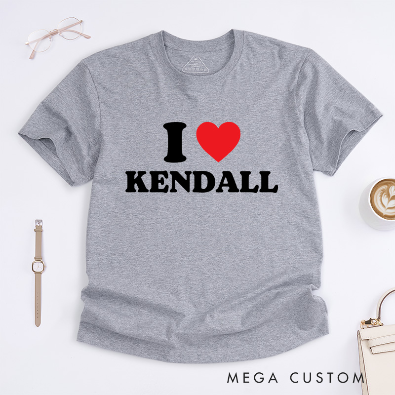 Personalized I Love Custom Bold Design with Vibrant Red Heart for a Fun and Unique Statement T-Shirt