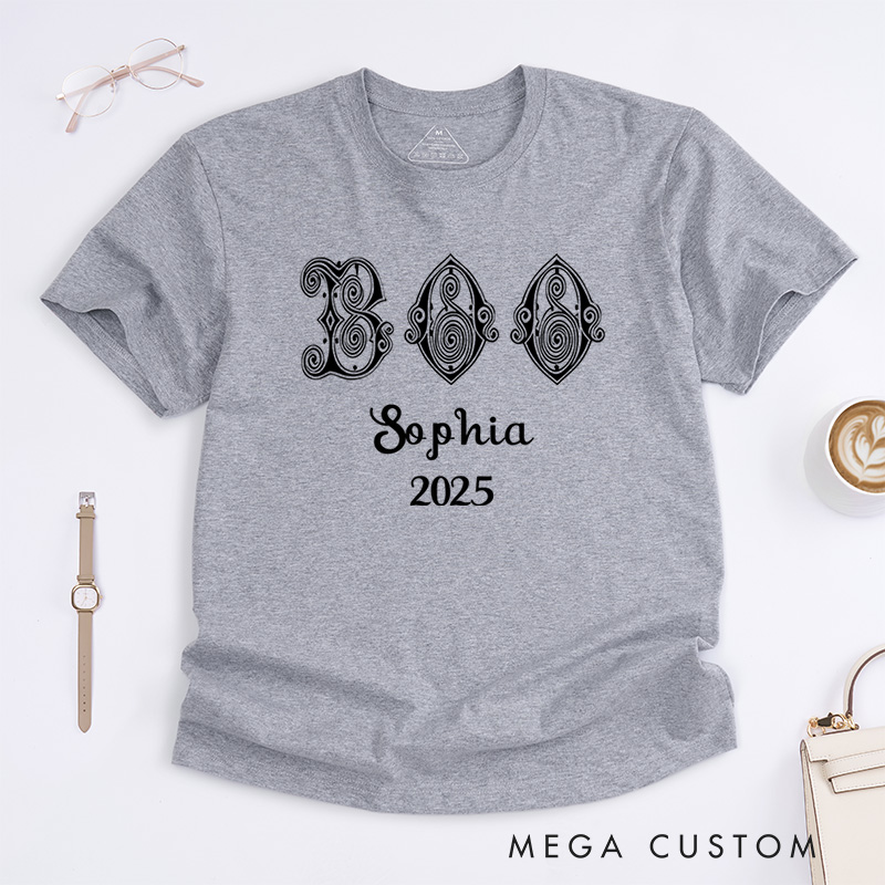 Personalized Ornate Boo Halloween T-Shirt Perfect for Fun and Whimsical Halloween Celebrations T-Shirt