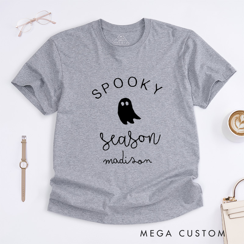 Personalized Spooky Season Halloween T-Shirt Perfect for Adding a Festive and Playful Vibe to Outfits T-Shirt