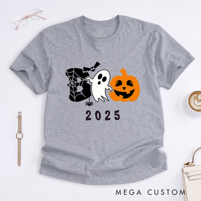Personalized Ghost and Spider Web Halloween T-Shirt Perfect for Adding a Playful and Spooky Vibe T-Shirt