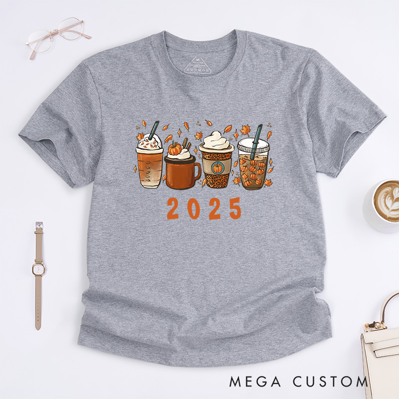 Personalized Fall Drinks Halloween T-Shirt Perfect for Celebrating the Cozy and Festive Spirit T-Shirt