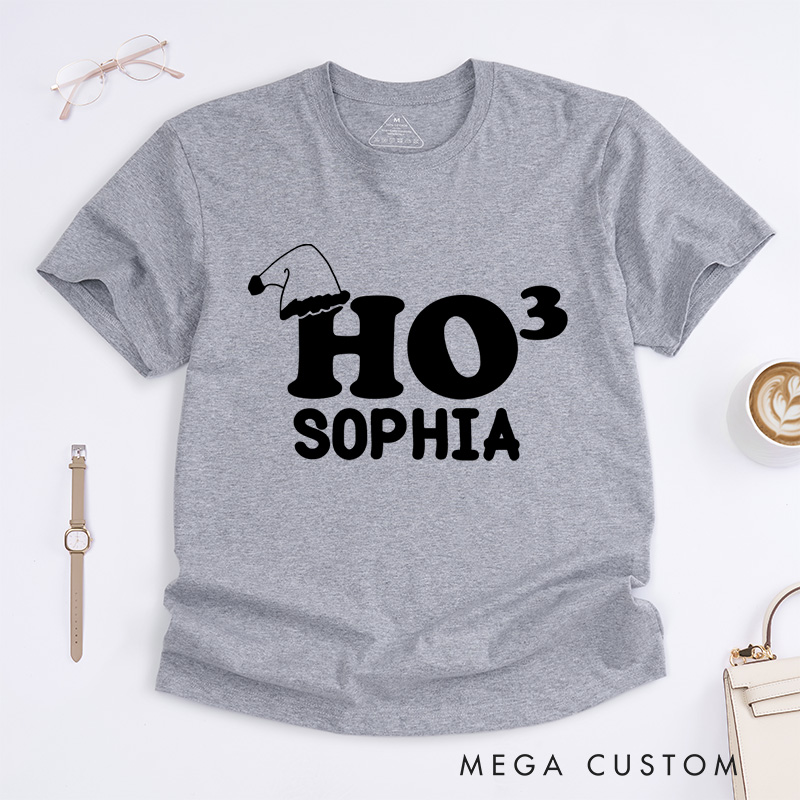 Personalized Ho Ho Ho Holiday Christmas T-Shirt