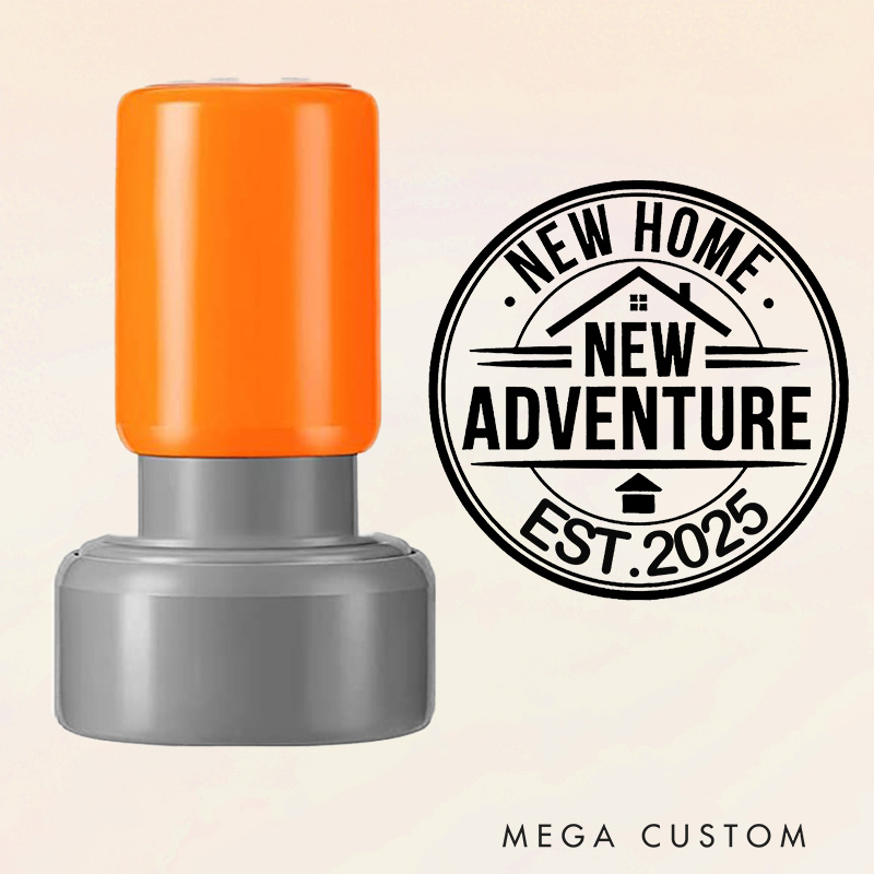 Personalized Stamp New Home New Adventure Design Custom Established Date Decorative Stamp for New Homeowners Housewarming Gifts and Keepsakes