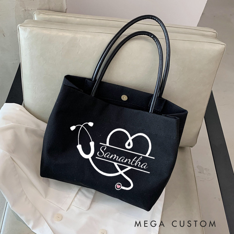 Personalized Nurse Canvas Tote Bag  Healthcare Professional Tote Bag Nurse Life Gift