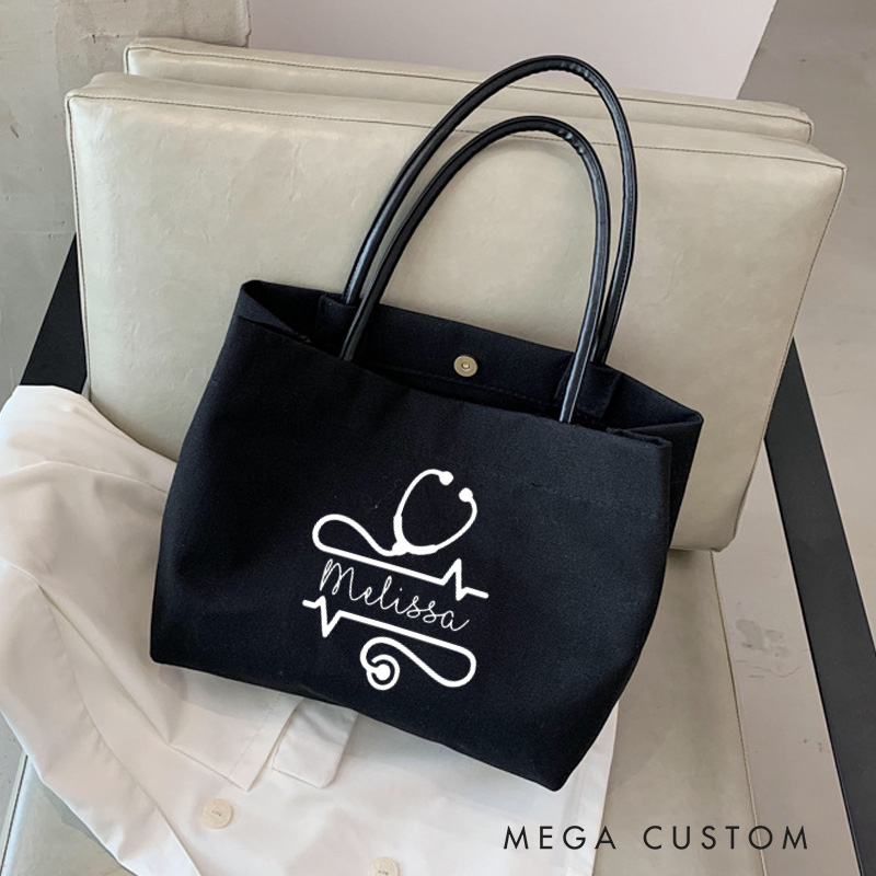 Personalized Nurse Canvas Tote Bag Healthcare Professional Tote Bag Nurse Life Gift