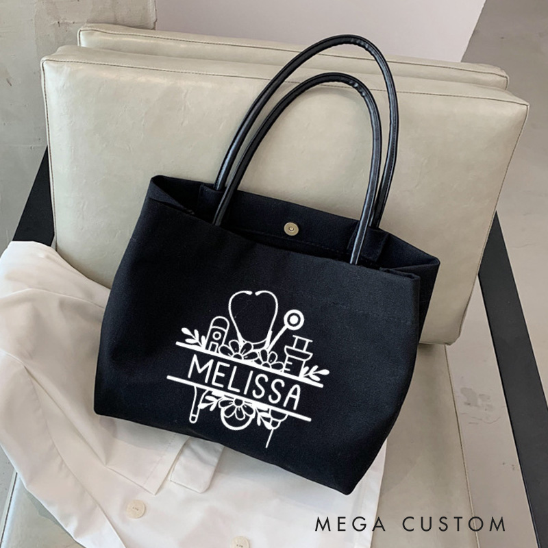 Personalized Nurse Canvas Tote Bag Healthcare Professional Tote Bag Nurse Life Gift