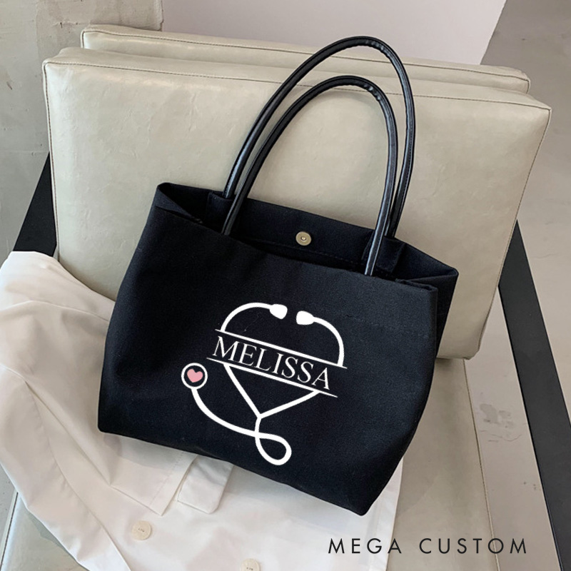 Personalized Nurse Canvas Tote Bag Healthcare Professional Tote Bag Nurse Life Gift