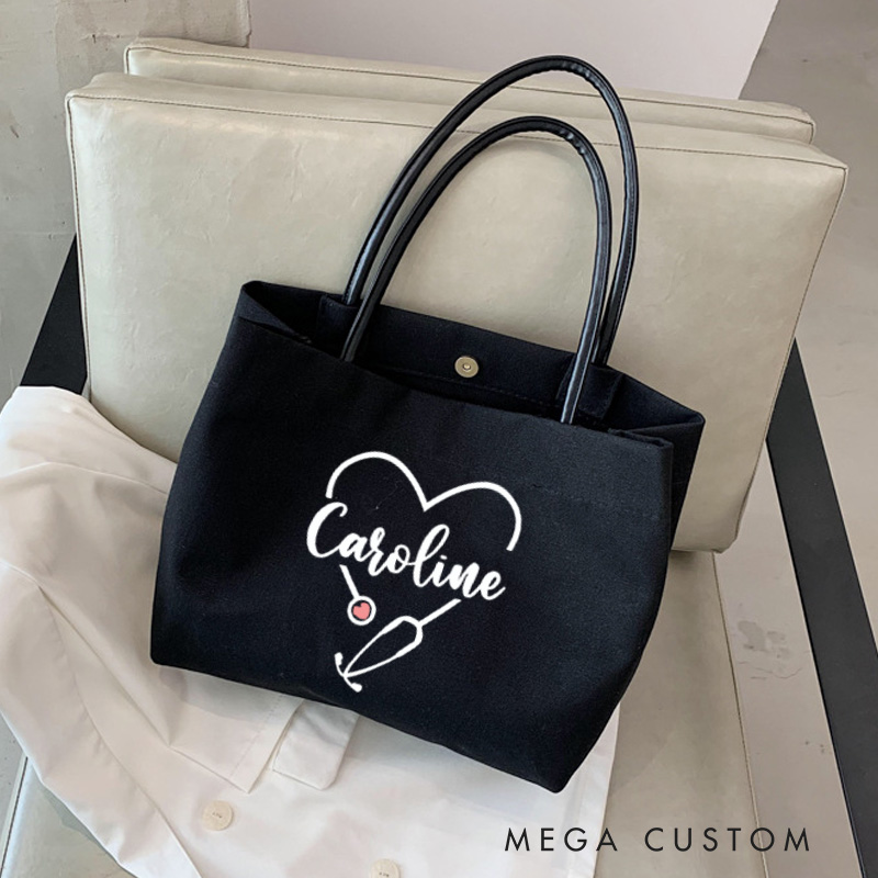 Personalized Nurse Canvas Tote Bag Healthcare Professional Tote Bag Nurse Life Gift