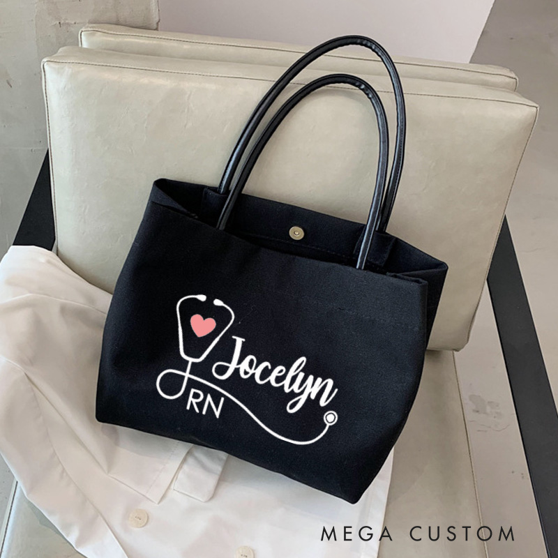 Personalized Nurse Canvas Tote Bag Healthcare Professional Tote Bag Nurse Life Gift