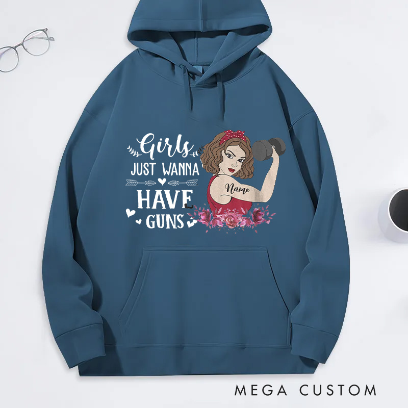 Personalized Fitness Classic Hoodies with Girls Just Wanna Have Guns for Fitness Enthusiasts Bodybuilders and Gym Lovers