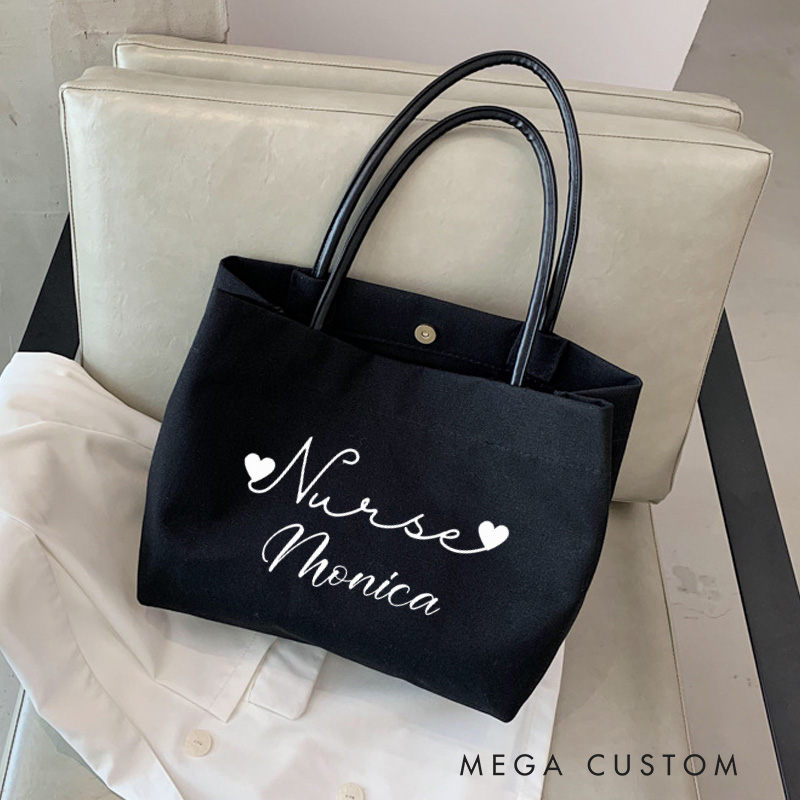 Personalized Nurse Canvas Tote Bag Healthcare Professional Tote Bag Nurse Life Gift