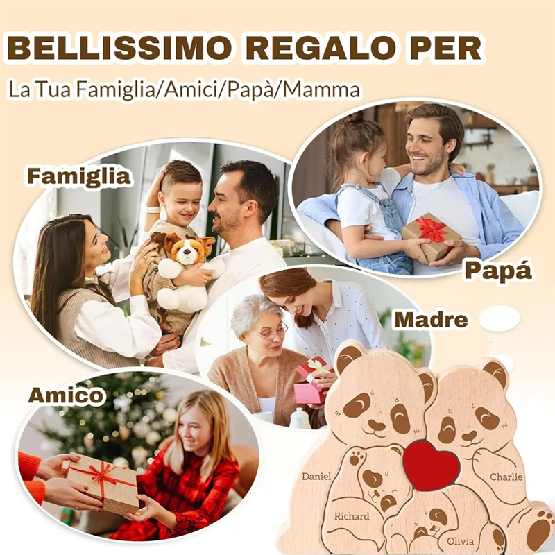 Personalized Wooden Family Puzzle, Mothers Day Gift, Adoption Gift Custom Panda Decor Wooden Keepsake Family Gift
