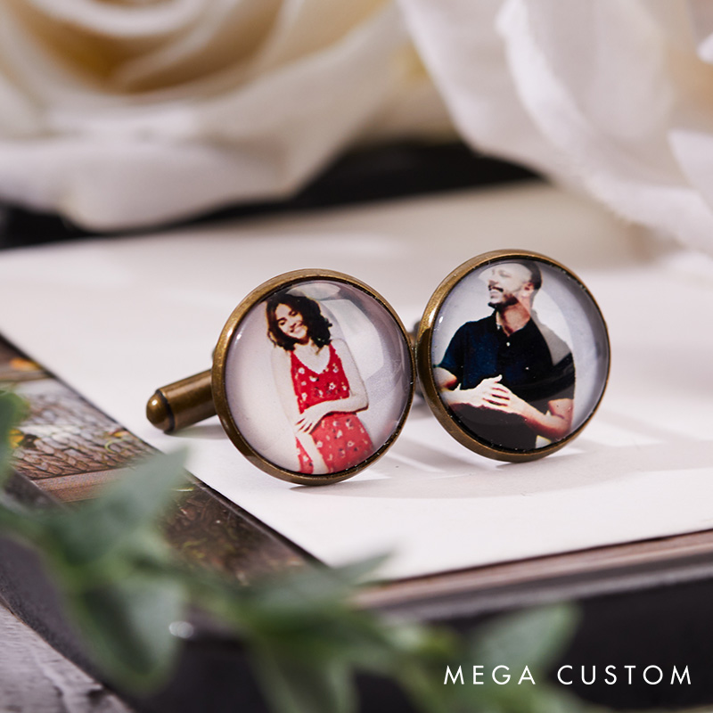 Personalized Photo Cufflinks with Text Wedding Gift Photo Cufflinks Groom Groomsmen Gifts for Men Father of the Bride Gift Husband Cufflinks