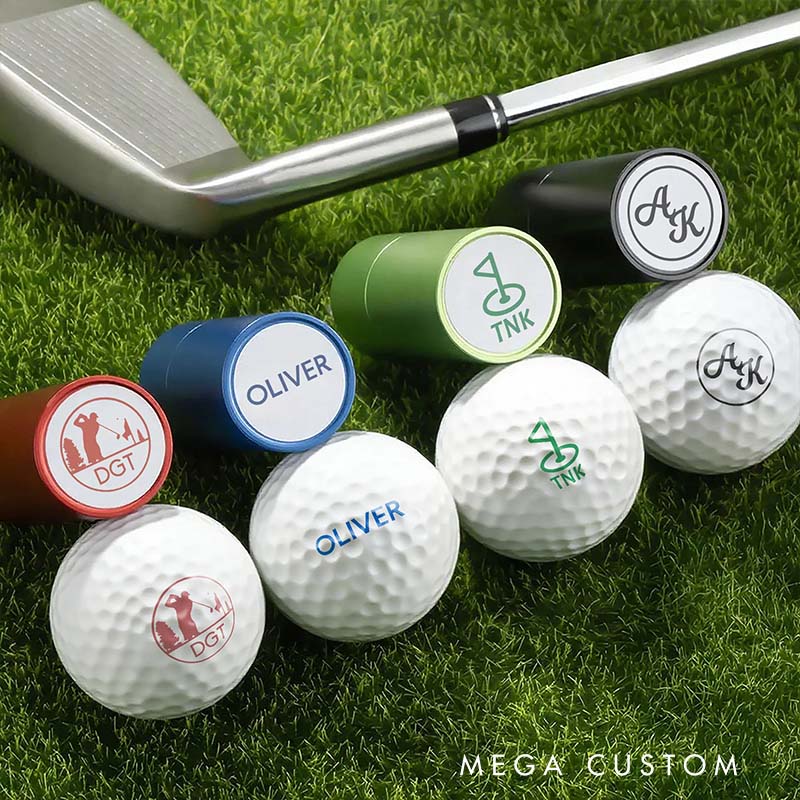 Personalized Monogram Initial Golf Ball Stamp with Metal Storage Box Birthday Christmas Gift for Golf Player