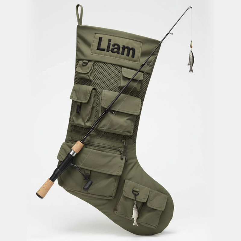 Personalized Fishing-Themed Quilted Christmas Stocking