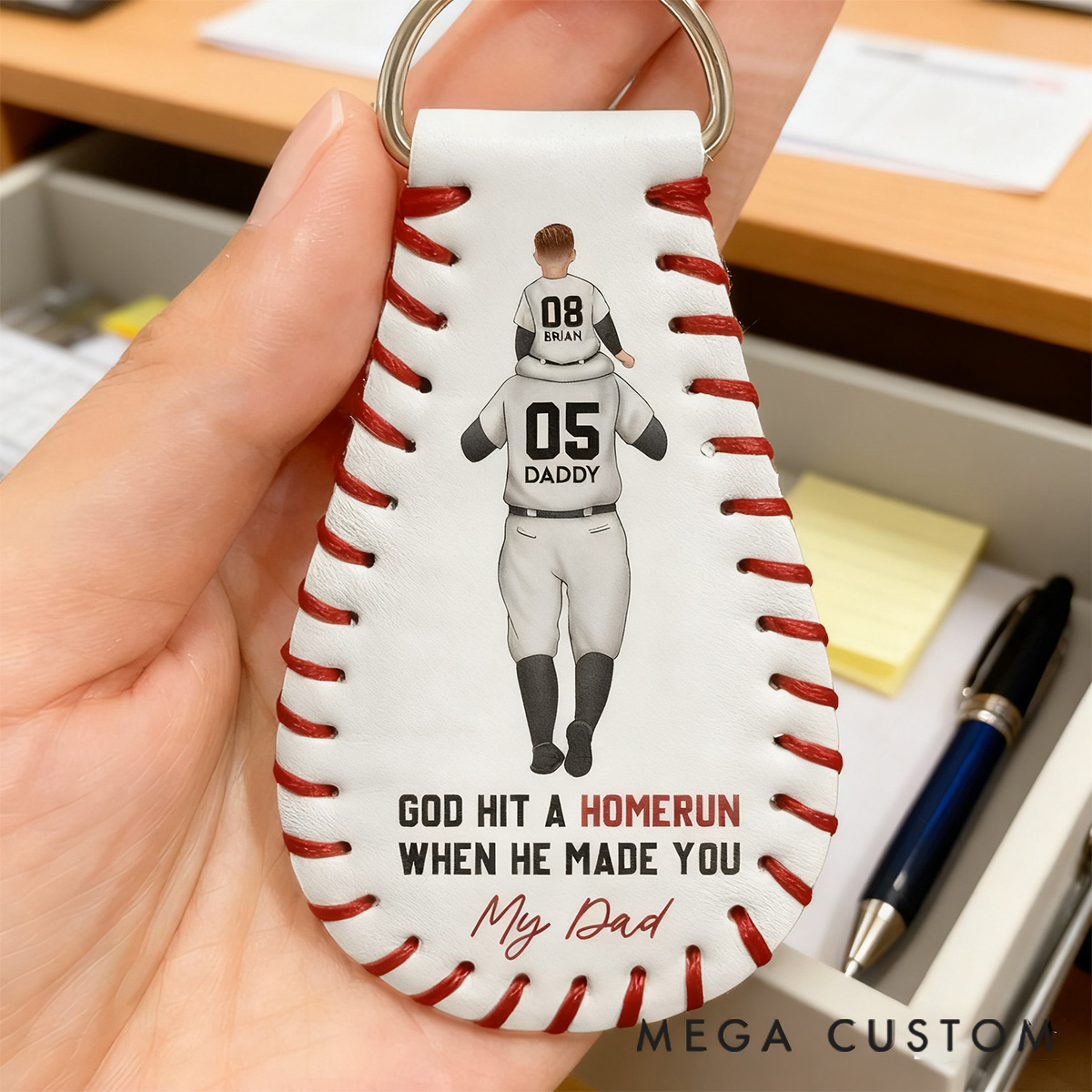 Personalized Baseball Keychain with "God Hit a Homerun" Quote and Custom Details 