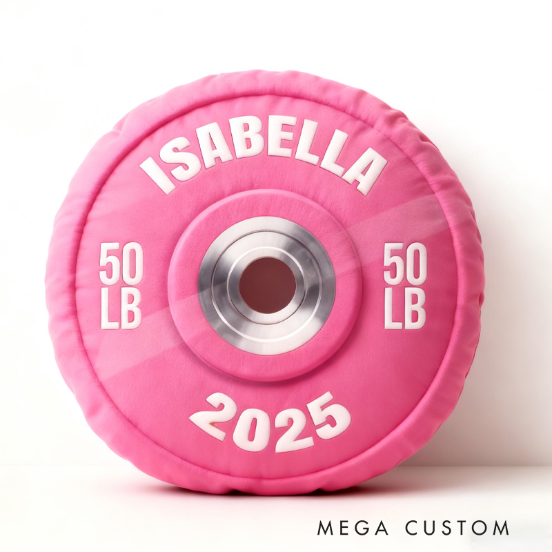 Personalized Weight Lifting Plate Name Pillow Graphic 3D Print Gift Ideas Exercise Themed Christmas Weightlifting Workout Pillow Comfortable Christmas Decor for Gym Lovers