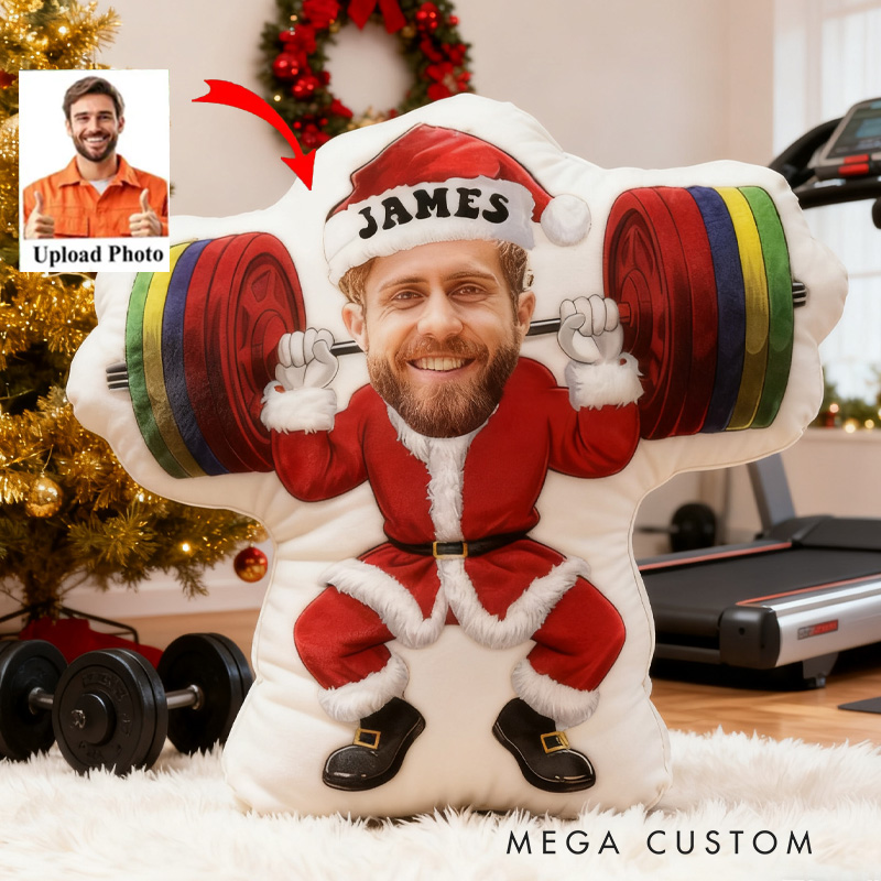 Personalized Merry Liftmas Photo Pillow Graphic 3D Print Gym Christmas Gift Ideas Exercise Themed Weight Lifting Workout Pillow Comfortable Christmas Decor for Gym Lovers