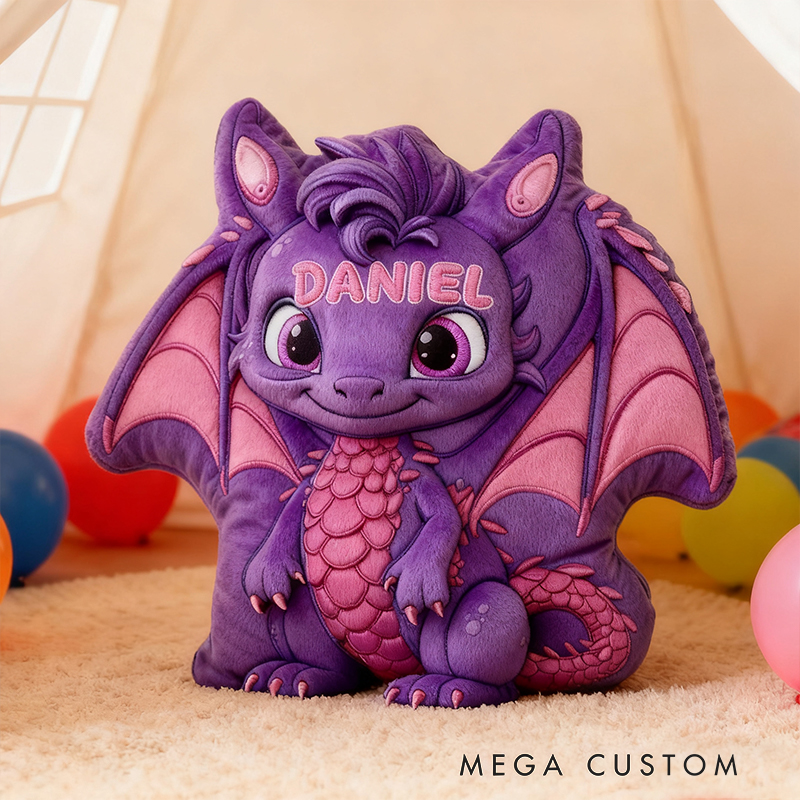 Personalized Cute Little Dinosaur with Name Graphic 3D Print Pillow Christmas Gift for Kids Birthday Gift