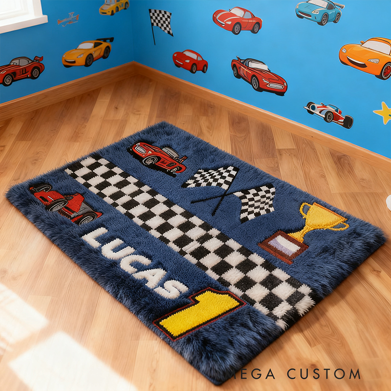 Personalized Racing Car Doormat with Custom Name Design for Racers and Racing Lovers