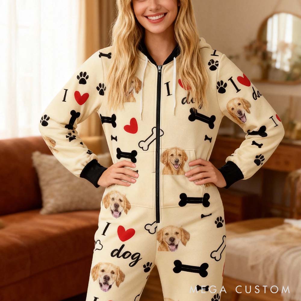 Personalized Pet Lover I Love My Dog Adult Onesie