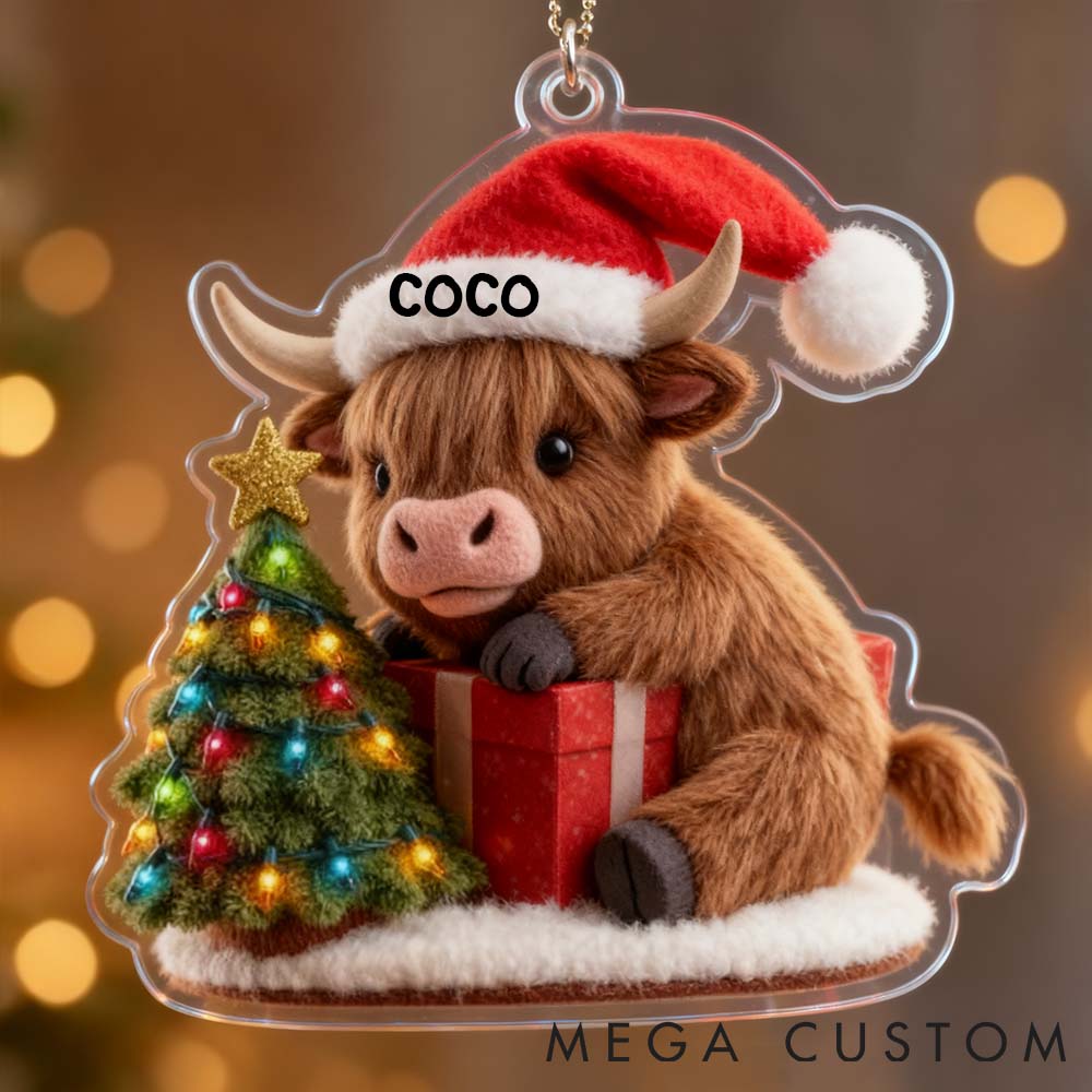 Personalized Pet Lover Highland Cow Christmas Ornament
