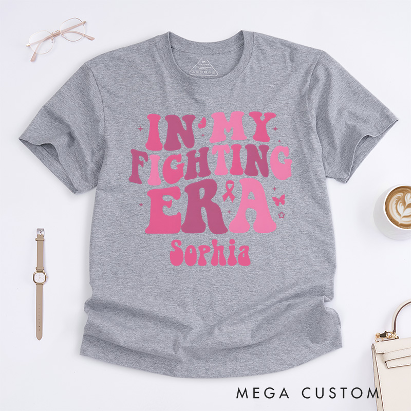 Personalized In My Fighting Era Breast Cancer Warrior T-shirt Cancer Fighter Gift