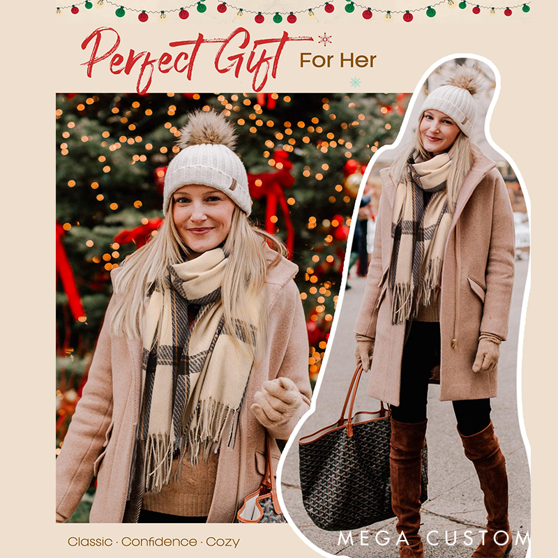 [Copy]Personalised Name Embroidered Scarf for Men Custom Monogram Scarf Winter Long Scarves Gifts for Boyfriend Dad Husband