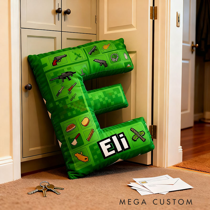 Personalized Game Letter Pillow for Game Lovers Plush Pillow Christmas Birthday Holiday Gift for Kids