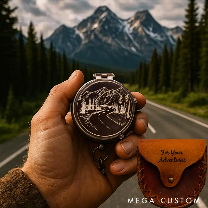 Personalized Engraved Compass Gift Custom Working Antique Brass Pocket Compass Vintage Christmas Gifts