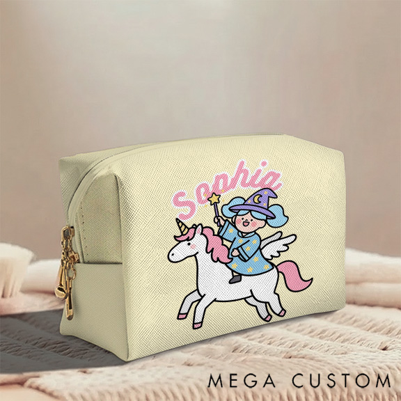 Personalized Magical Girl Toiletry Bag Custom Name for Kids Travel Gifts and Daily Use
