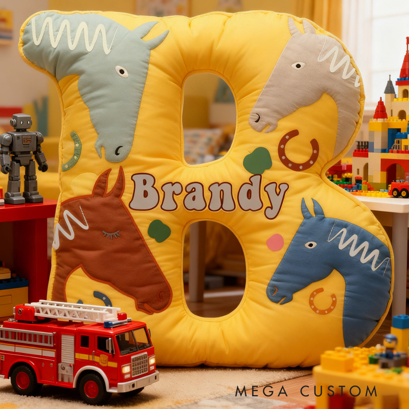 Personalized Riding Equestrian Horse Pillow Floral Horse Custom Name Festive Flower Decor with French Countryside Gifts for Family Graphic 3D Print Riding Lovers