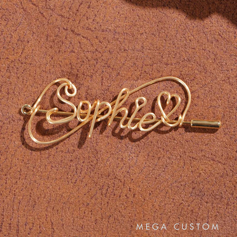 Personalized Name Brooches, Bridesmaids Custom Pins, Bags, Elegant Gold Initials Badges On Lapels, Unique Gifts For Parties And Business