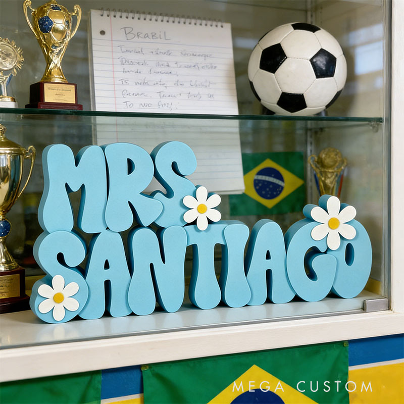 Personalized Daisy Design Desk Name Plate Custom Name Perfect Back to School Teacher Holiday Gift
