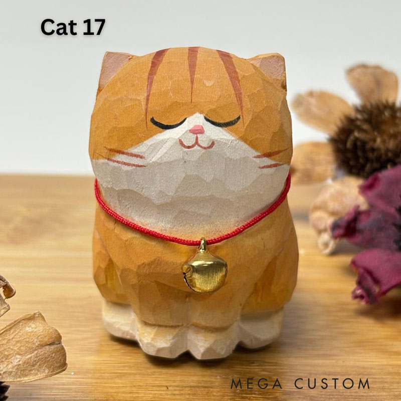 Personalized Handmade Wooden Cat Ornament Wood Cat Figurine Unique Cat Lover Gift