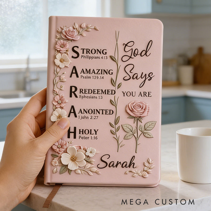 Personalized Christian Name Journal With Bible Verses, Custom Scripture Gift for Women