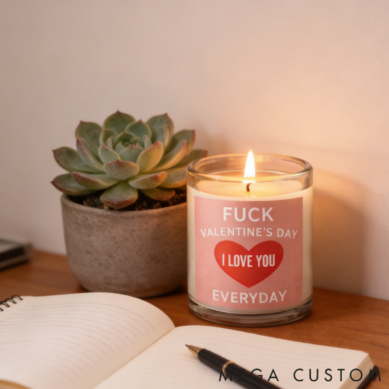 Personalized Fuck Valentine’s Day but I Love You Everyday Engraved Romance Scented Candle Home Decor Gift for Nonconformist Couples