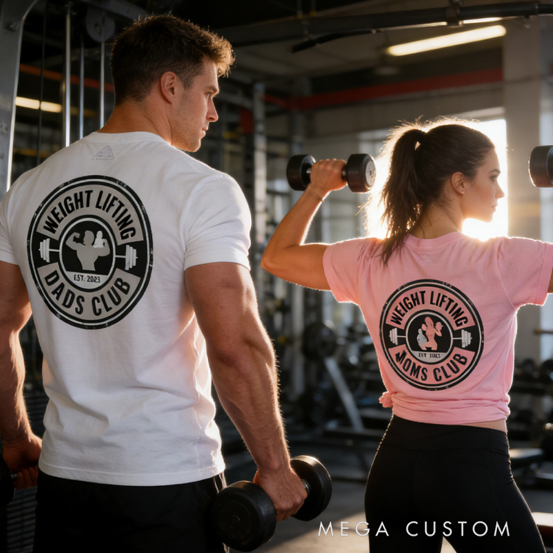 Personalized Weightlifting Couple Classic T-Shirt  Weight Lifting Dads Moms Family Club Funny Weight Lifting Shirt for Gym Lover