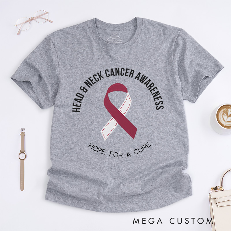 Personalized Head and Neck Cancer Ribbon T-Shirt Cancer Survivor Gift Support Gift